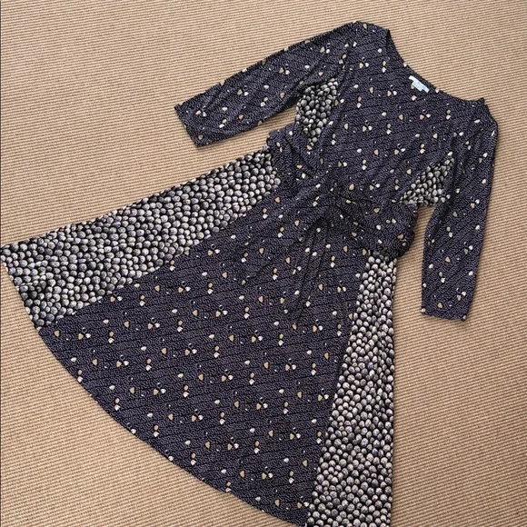 Boden Midi Dress with Black & Tan Print & Wrap Belt Sz 14 - Picture 7 of 7